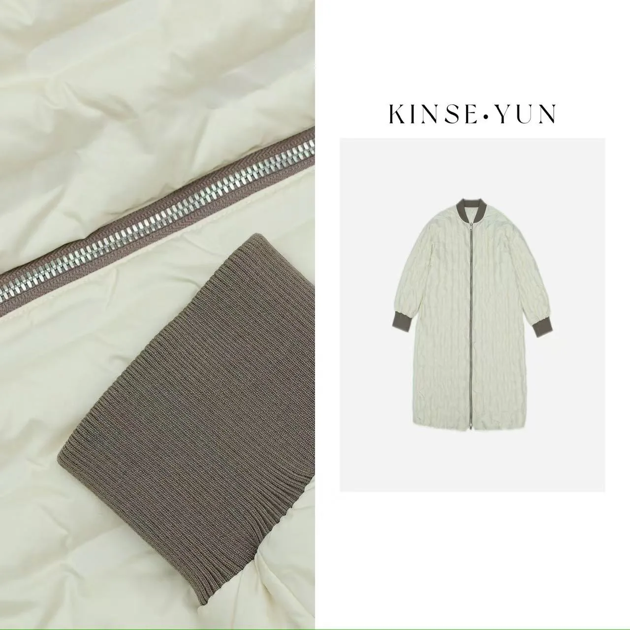 

KINSE YUN Бейсбольное длинное широкое пуховое пальто с воротником-стойкой QD886 Женская теплая зимняя верхняя одежда для поездок на работу