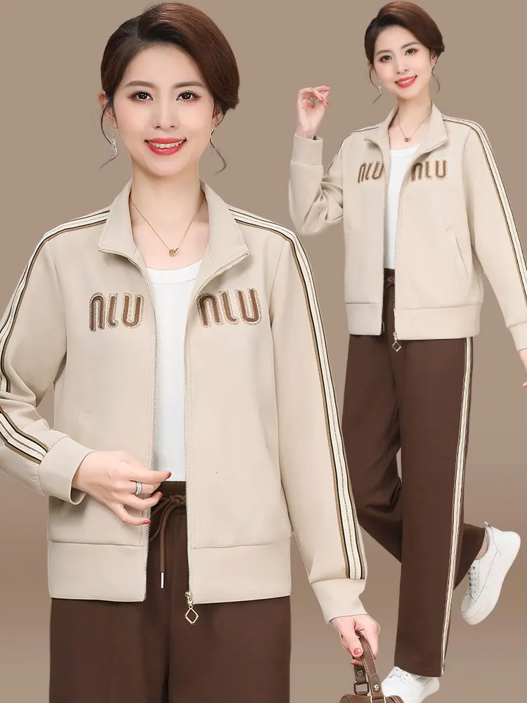 Spring Outfit Jaet Casual Sports Women's Two-Piece Set Middle-Aged And ly Spring Top Set Korean Sle Loose Fit