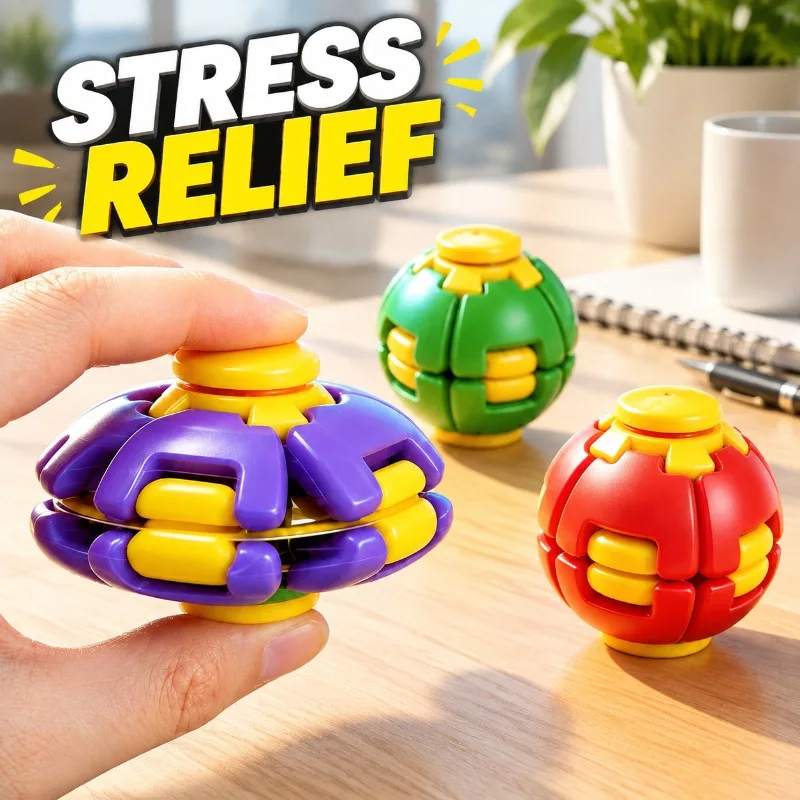 3D Printed Press & Rotate Dopamine Fidget Sphere, Fingertip Gyro, Amusing Desktop Gadget, Handheld Leisure Present, Office
