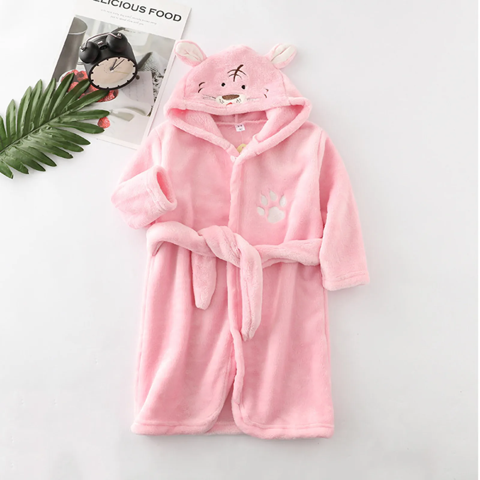 Kids Colar Fleece Panda Hooded Bathrobe Children's Dressing Gown Bath Robe Cartoon Animal Sleepwear For Girls Boys Pyjamas