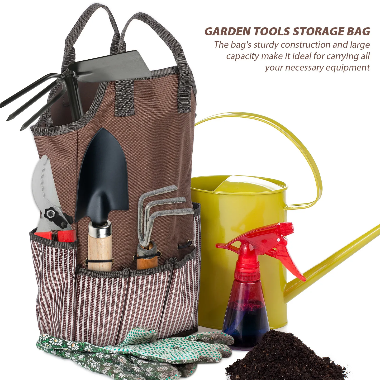 

Сумка для хранения садовых инструментов, 1 шт., водонепроницаемая, складная, из прочной ткани Оксфорд, органайзер-тоут для садоводства, пляжная сумка для инструментов, портативная.