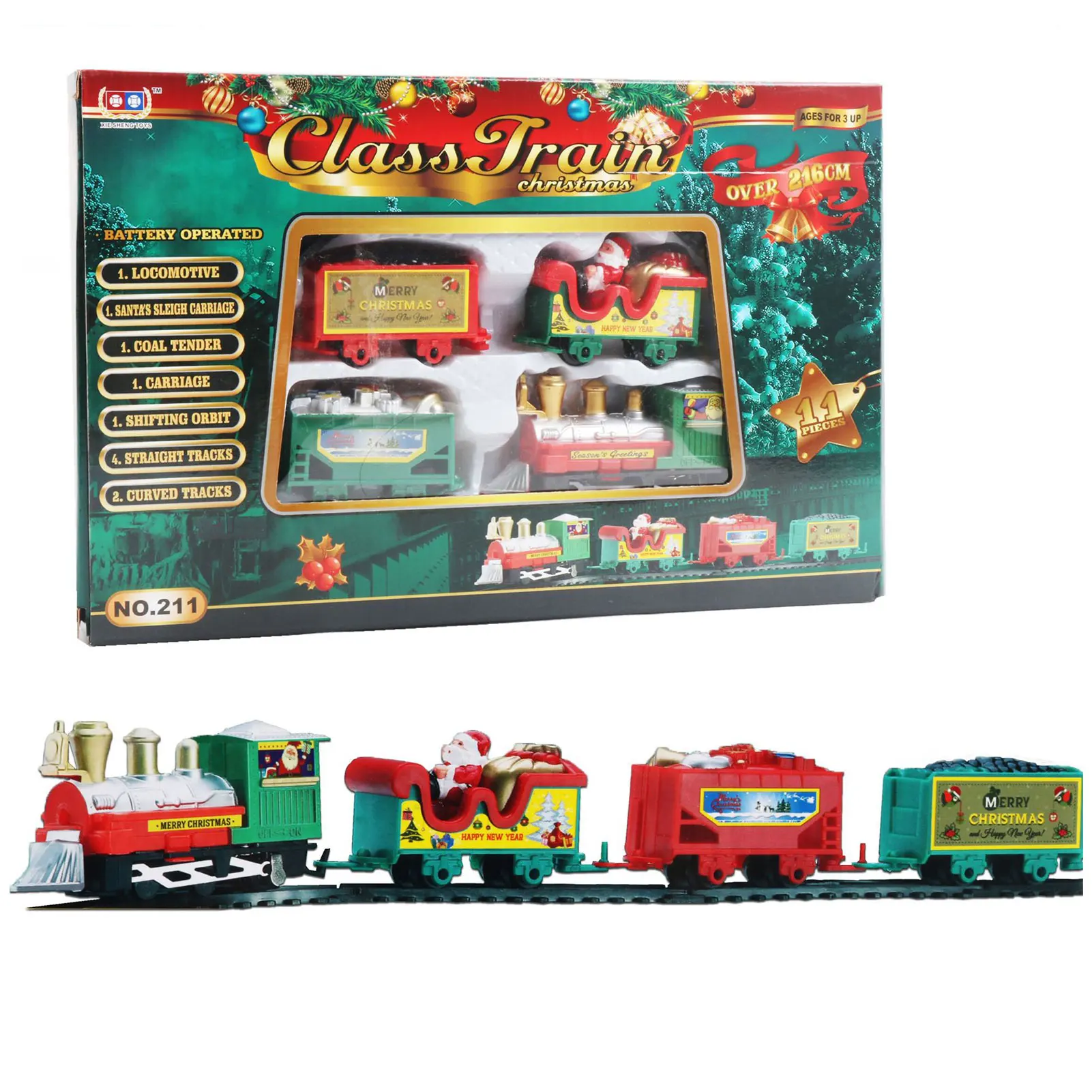 Klassisches Weihnachtszug-Set für Kinder, elektrisches Schienenauto, kleines Zugspielzeug, elektrischer Zug für Kinder, Weihnachtsgeschenkspielzeug