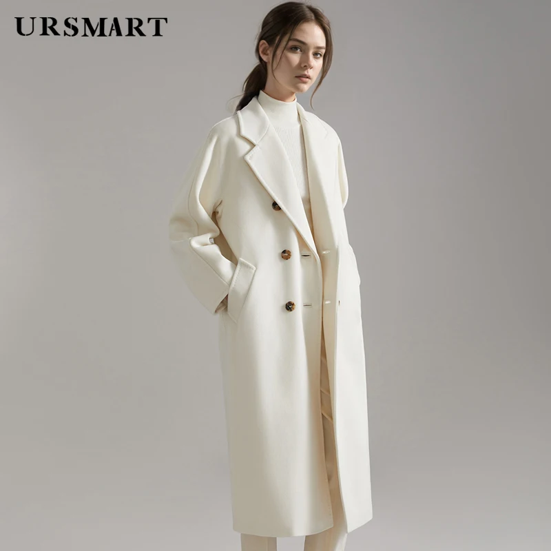 Customizable Knee-Length Women's Wool Coat - Modern Loose Fit Cashmere Blend Winter Casual