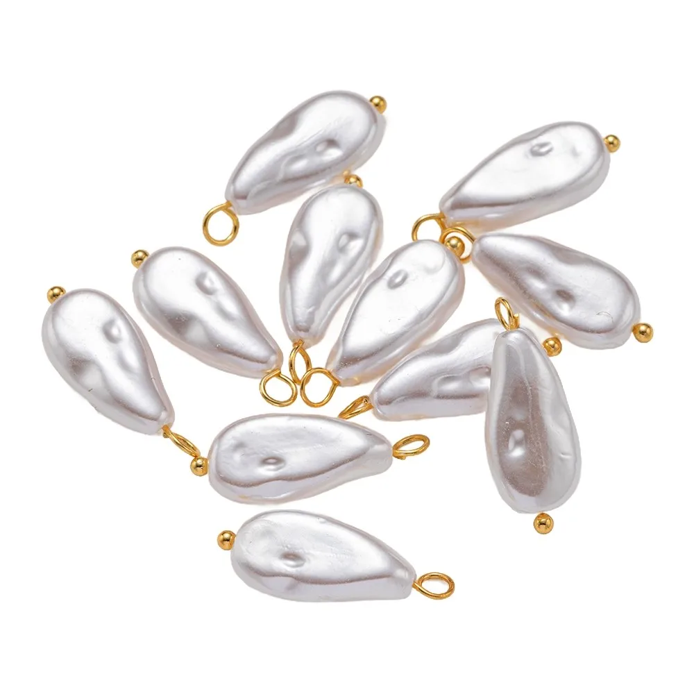 10Pcs Stainless Steel Imitation Pearl Pendant with Hoop DIY Fashion Cute Heart Geometry Necklaces Earrings Jewelry Making - view 5