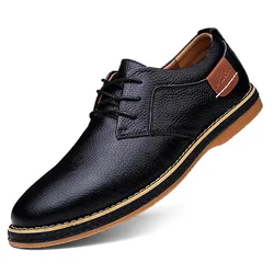 Genuine Leather Mens Dress Shoes Oxfords Brogue Lace Up Italian Mens Casual Shoes Luxury Brand Moccasins Loafers Plus Size 38-48