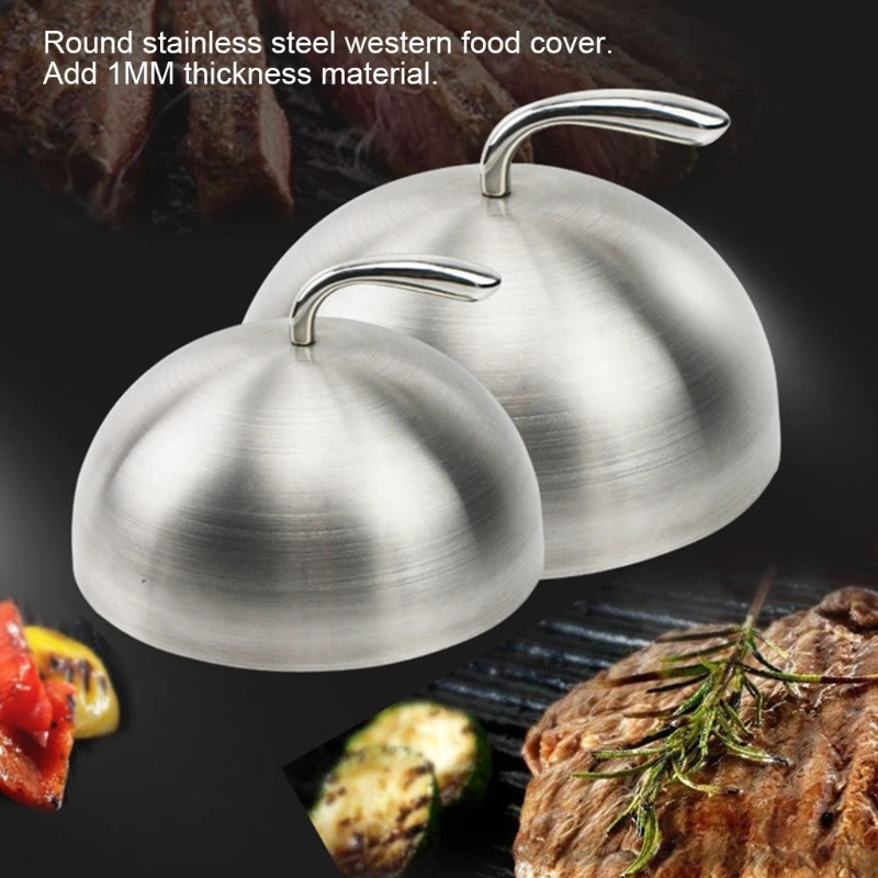 

20/24/26/28cm Stainless Steel Steak Cover Teppanyaki Dome Dish Lid Home Round Oil Proof Meal Cover Kitchen Cooking Tools