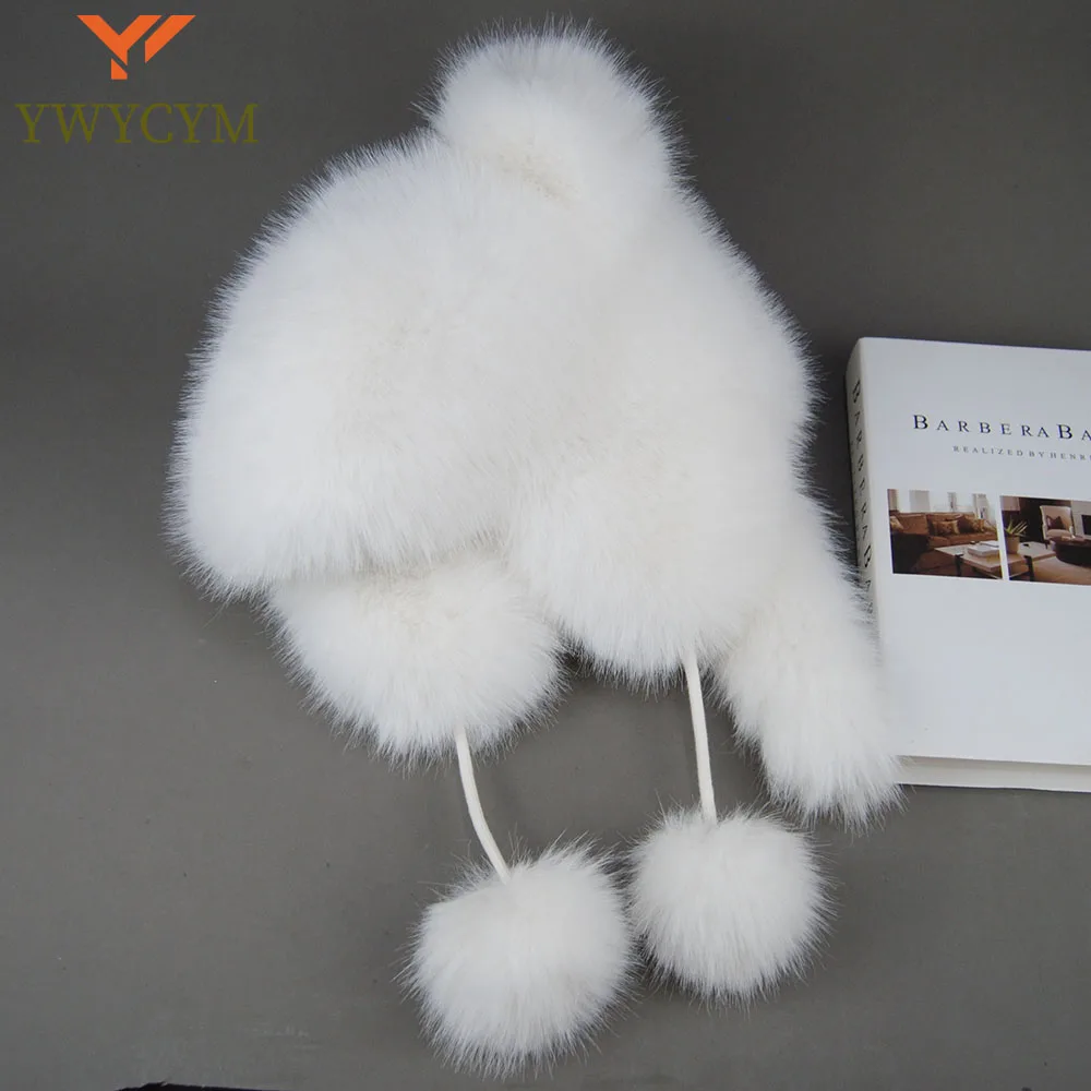 

Russian Luxury Women Bomber Hats Bonnets Trapper Cap Fake Fox Hat New Winter Fur Hat For Women Hat With Ear Fake Fox Fur Caps