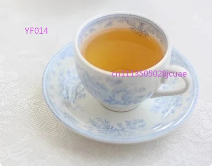 

Retro Blue Peony Ceramic Tea Cup and Saucer Set Pastoral Style Coffee Milk Cup Simple Home Decor Ornament