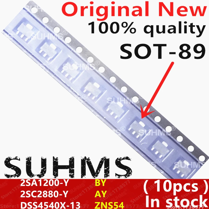 (10piece)100% New 2SA1200 2SA1200-Y BY 2SC2880 2SC2880-Y AY DSS4540X-13 ZNS54 SOT-89 Chipset