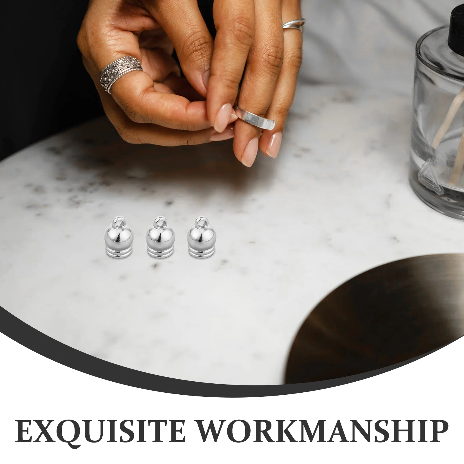 50Pcs Mini Bells Tassel Caps Electroplated Jewelry End Caps Cord Stopper for DIY Craft Party Decorations Graduation Accessories