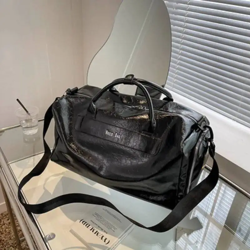 Bloom Sport White Shoulder Bags Wallet Women Travel Leather Large Capacity Tote Handbag Dry Wet Separation Fiess Bag New