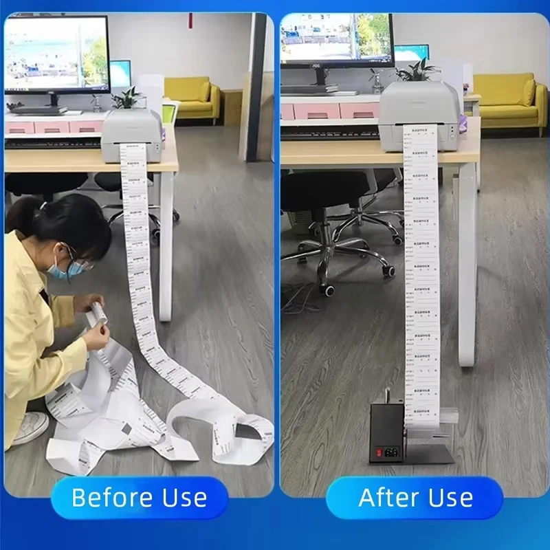 Picture 5: Automatic Label Rewinder 100mm Self-Adhesive Two-Way Office Use Barcode Paper Rewinding Machine Label Recycling Device