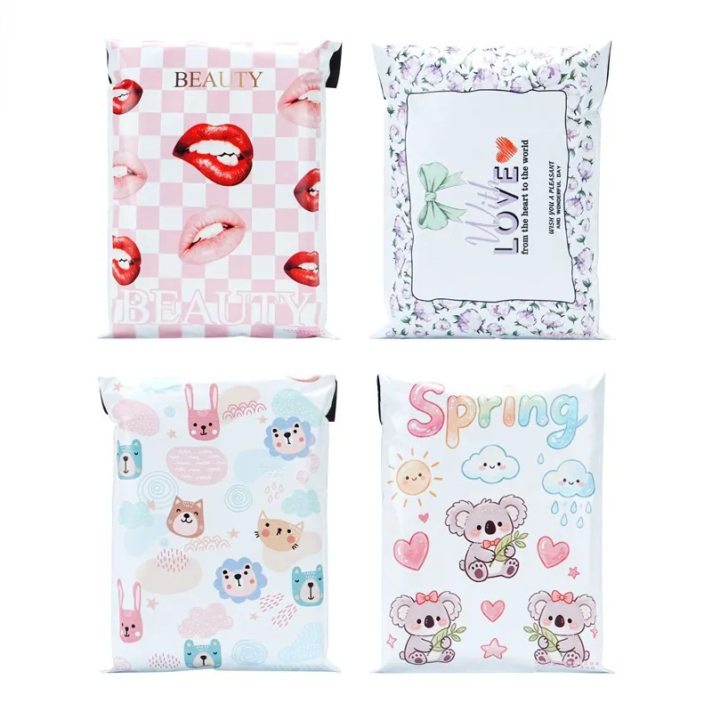 Supports dropshipping: Waterproof e-commerce shipping bags featuring cartoon patterns—customizable, 50 bags per pack.