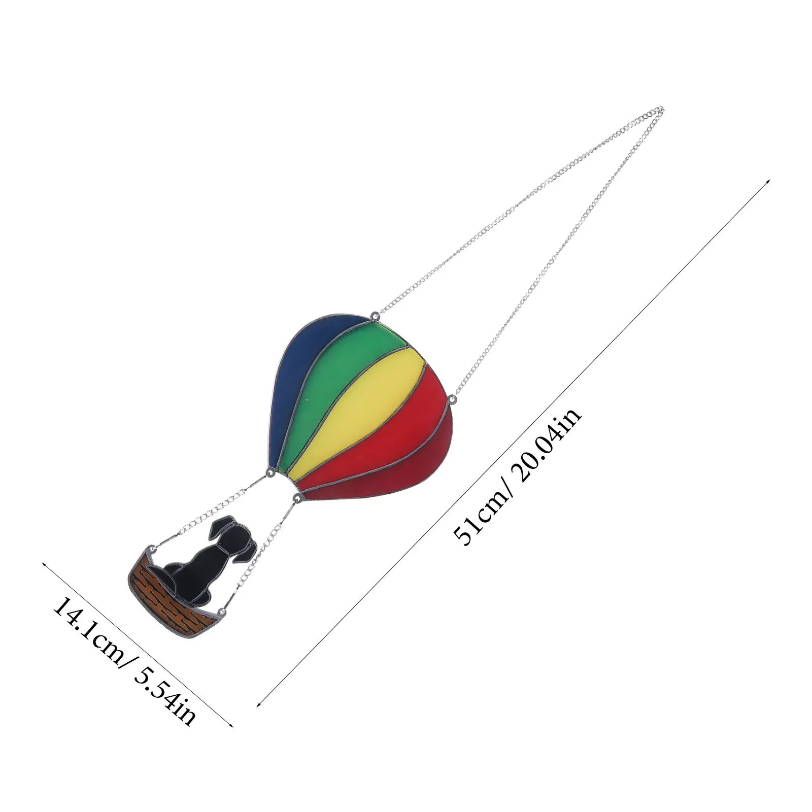 Rainbow Hot Air Balloon Dog Shaped Acrylic Window Hanging Decor Vibrant Colored Stained Sun Catcher Garden Wall Hanging