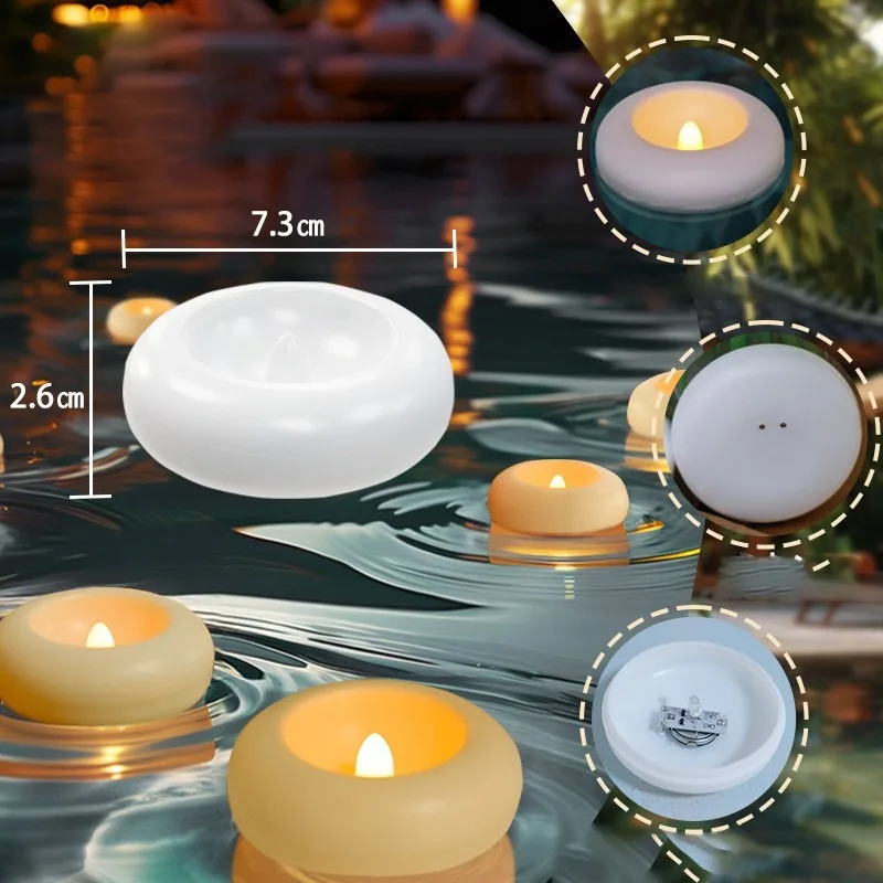 6/12Pcs Flameless Plastic Floating Tea Lights for Bathtub Swimming Pool Vase Centerpiece Decor LED Battery Floating Candles