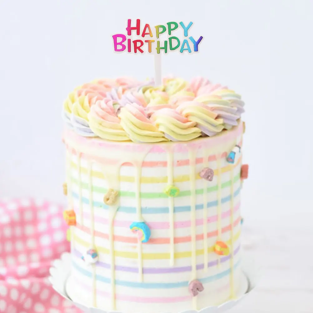 

100pcs Cake Insert Birthday Topper Unique Design Cupcake Decorations Party Anniversary Dessert Cake Topper Supplies Plastic