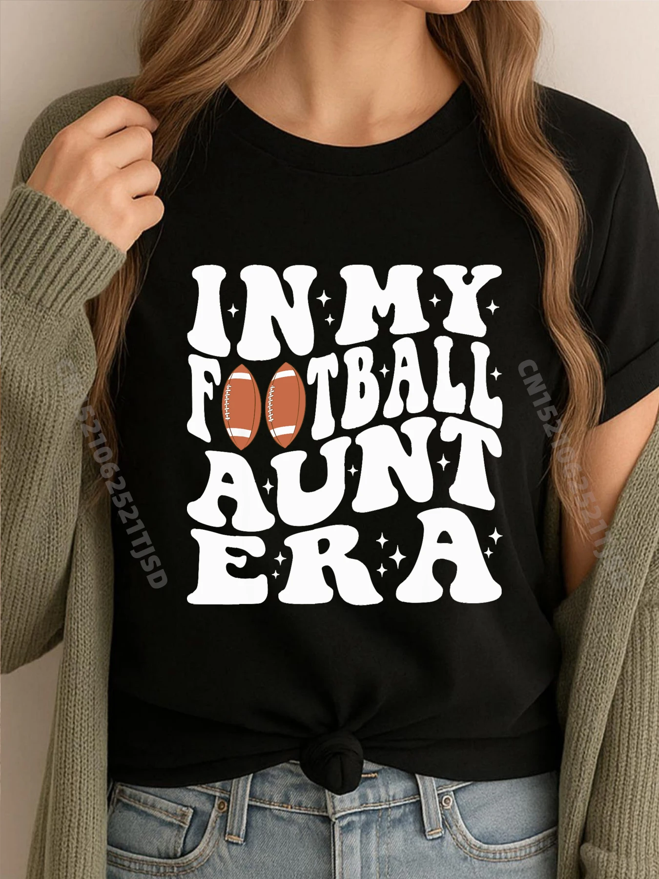 

In My Football Aunt Era Groovy Football Auntie Christmas 3XL Woman Clothing Vintage Man Tops Tees Happy New Years