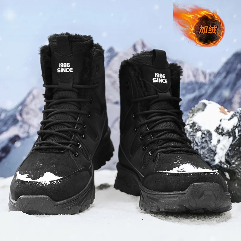 

Men’s 2025 Insulated Snow Boots, Faux Fur Lined & Anti-Skid, Perfect for Veterans Day & Skiing or Snowboarding