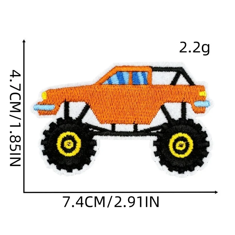12Pcs Truck Iron on Patches Colorful Racing Car Vehicle Repair Embroidered Applique for Kids Boys Clothing Backpack Hat DIY