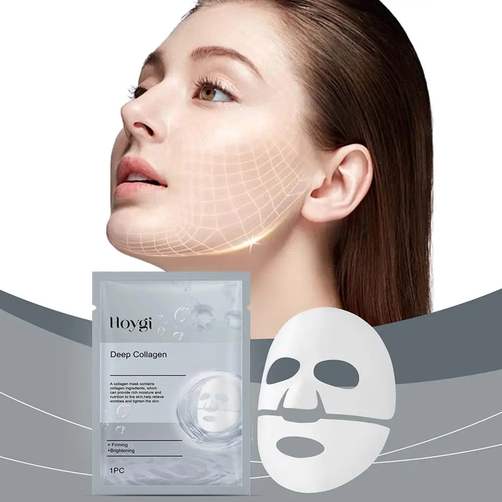 1Pcs Collagen Face Mask Moisturizing Firming Hydrating Sheet Acid Face Skin Facial Hyaluronic Care Brightening A3E2