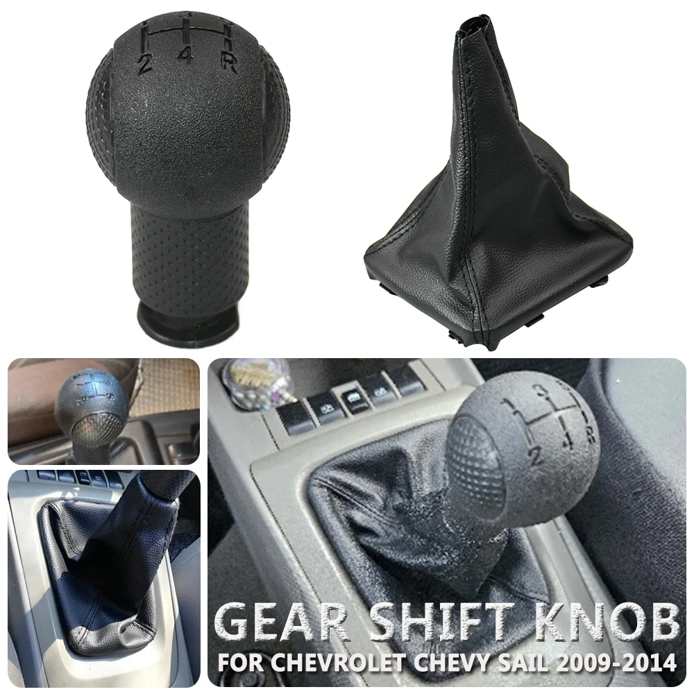 Leather Car 5 Speed Gear Shift Shifter Knob Lever Gaiter Boot Cover For Chevrolet Chevy Sail 2009 2010 2011 2012 2013 2014