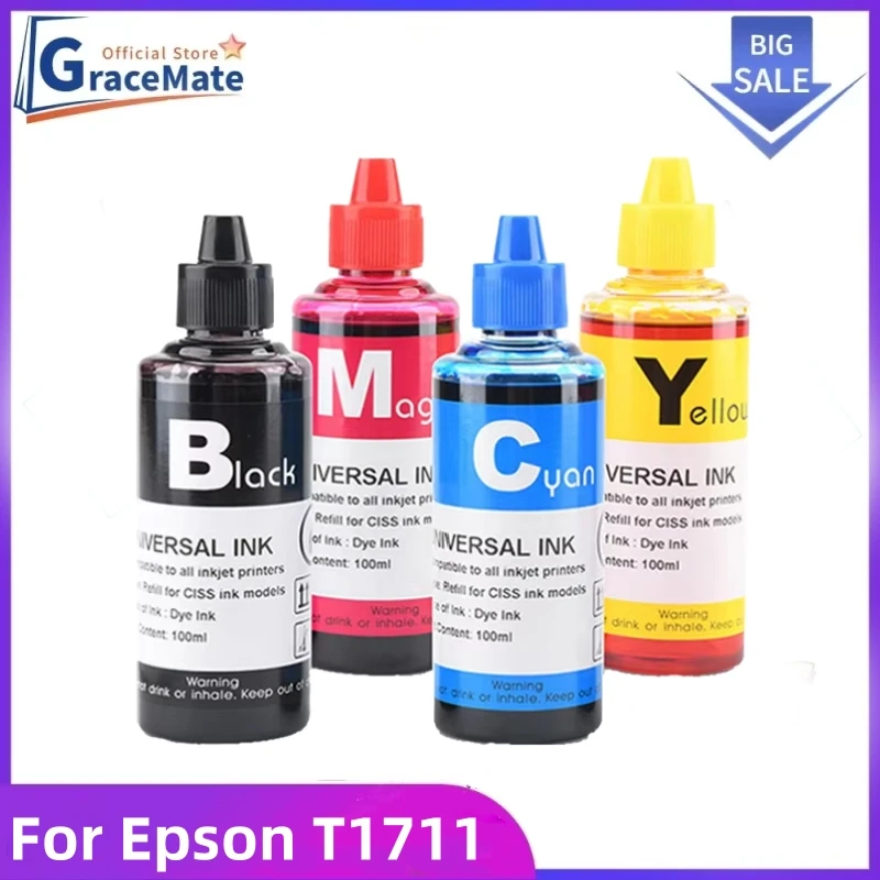 

Набор сменных чернил на 400 мл, совместимый с чернилами для принтера Epson T1711 XP-103 XP-203 XP-207 XP-313 XP-413, гарантия качества