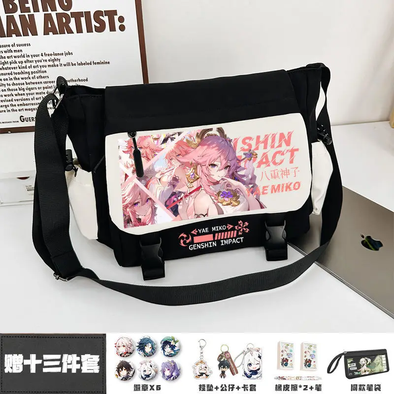 

Genshin Impact Yae Miko Crossbody Dazhuan Naxi Da Single Shoulder For Men Women, Middle And High School Anime Tutoring Bag Anime