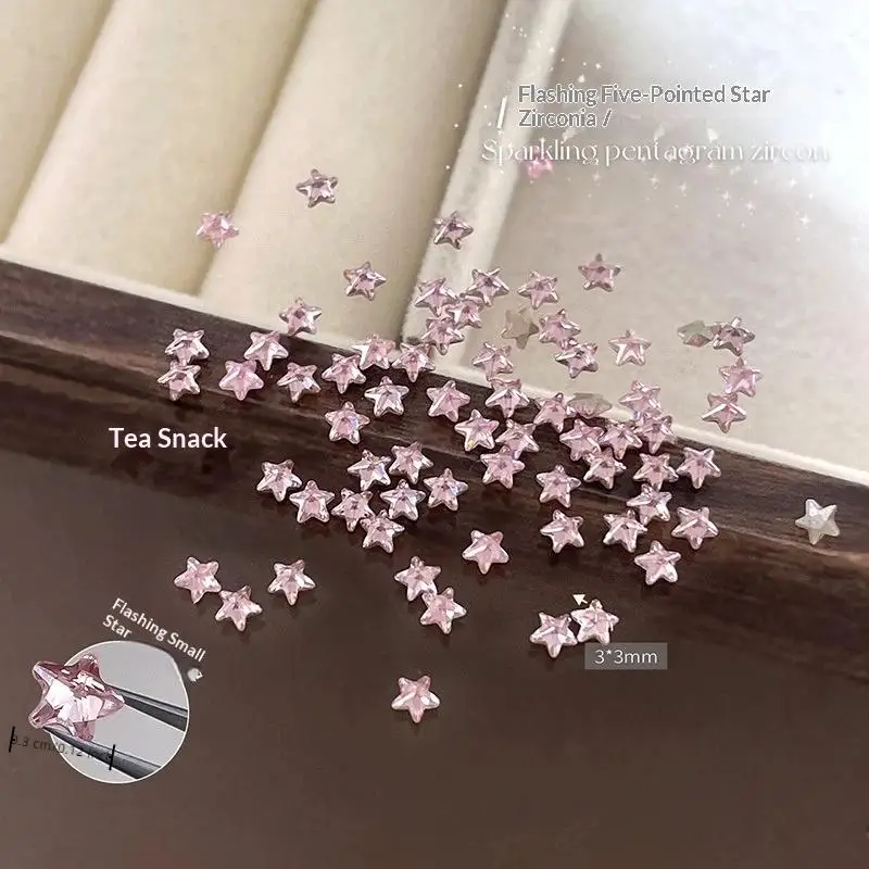 

NEW SALE 50Pcs Star Zircon Nail Rhinestone Nail Art Charm Sparkle 3D Nail Rivet Flat Bottom Nail Decoration Parts DIY Manicure