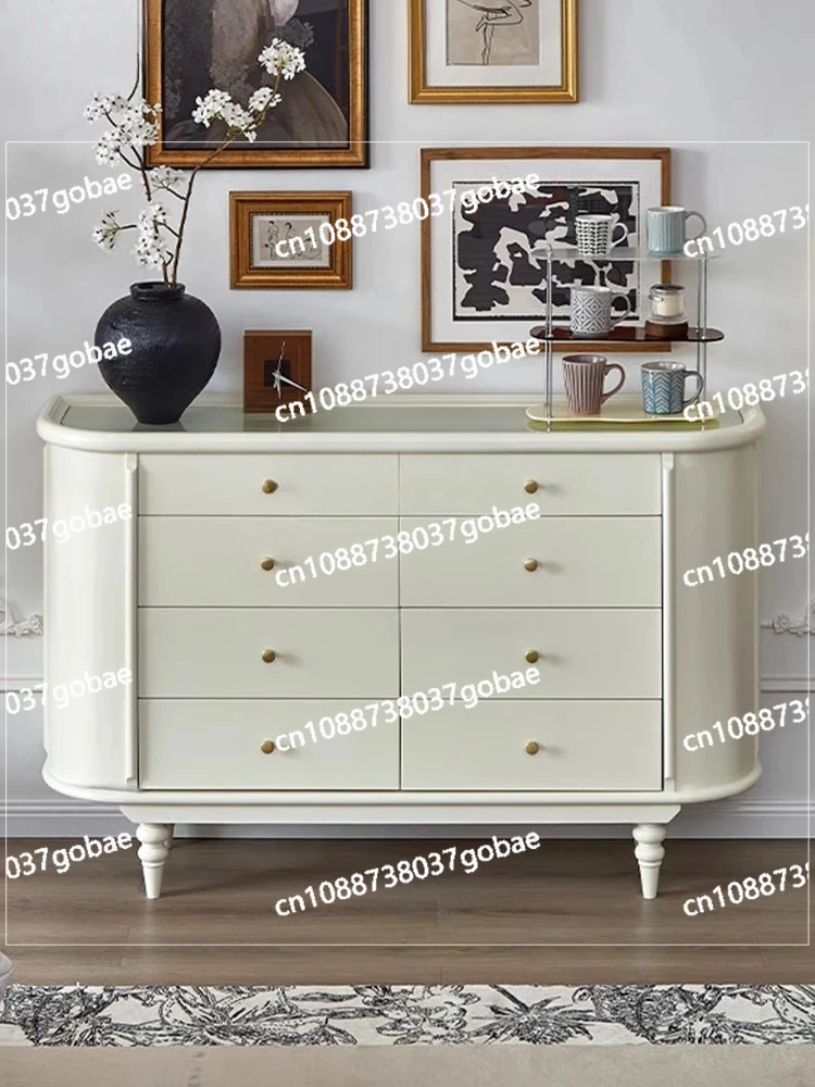 American-Style Solid Wood Living Room Wall Household Storage Retro Porch Bedroom White Storage Chest of Drawers