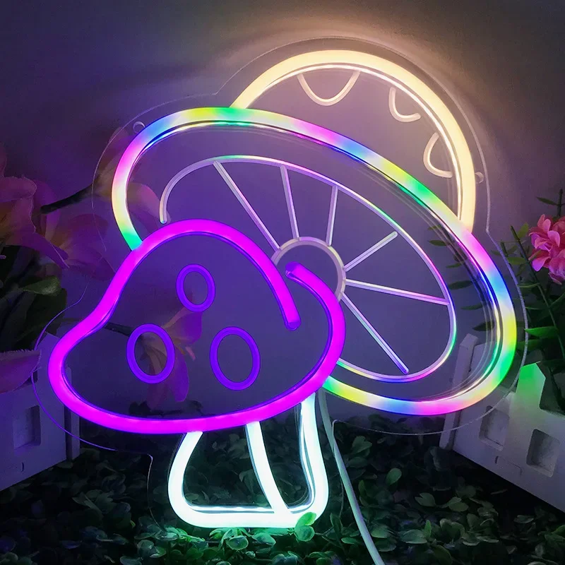 Mushroom Pizza Hot Dogs Handmade Neon Sign for Restaurant Home Bedroom Business LED Neon Light  Wall Decor Aesthetic Neon Lamp