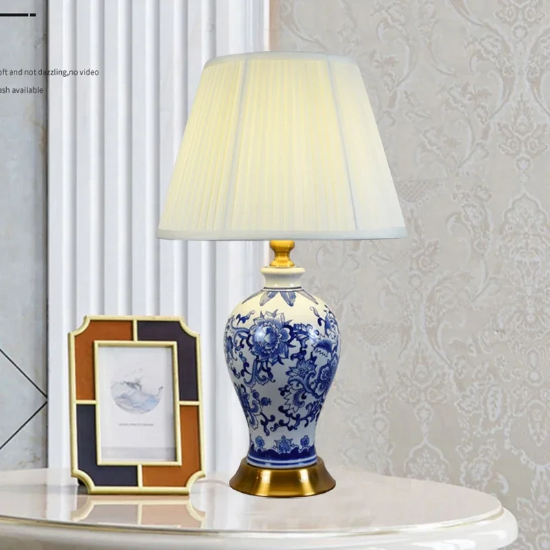 BELLE Contemporary Blue CeramicTable Lamp Creativity Living Room Bedroom Study Hotel engineering Desk Light