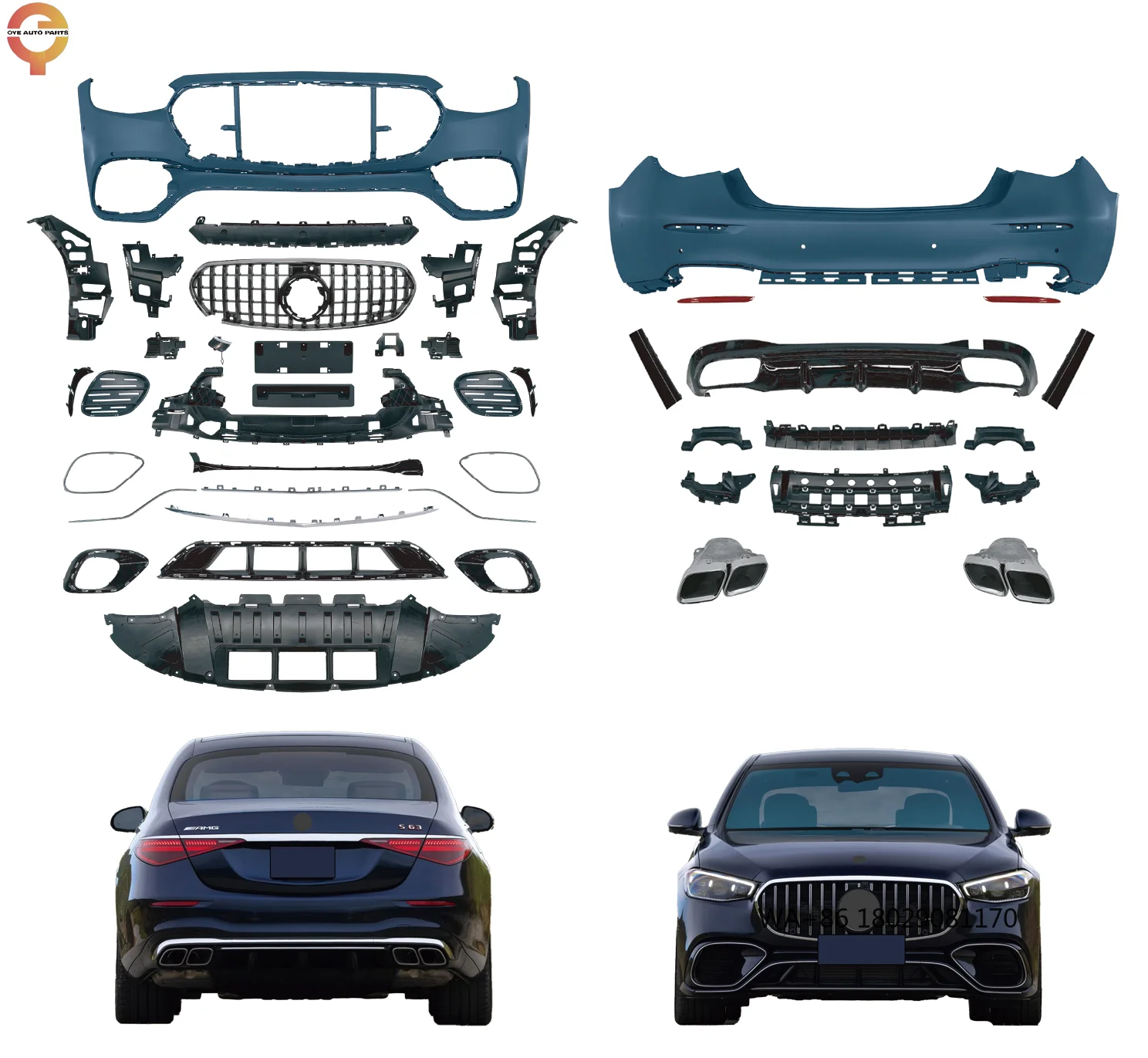 

For Mercedes Bnz S Class W223 2021+ High Quality Red Unpainted Front Bumper for S63 Model Replacement PP Material Direct