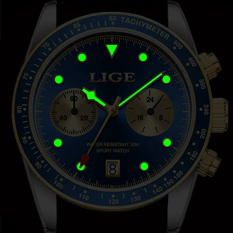 LIGE New Watches for Men Top Luxury Brand Quartz Men's Watch Sport Waterproof Wrist Watches Chronograph Date Relogio Masculino