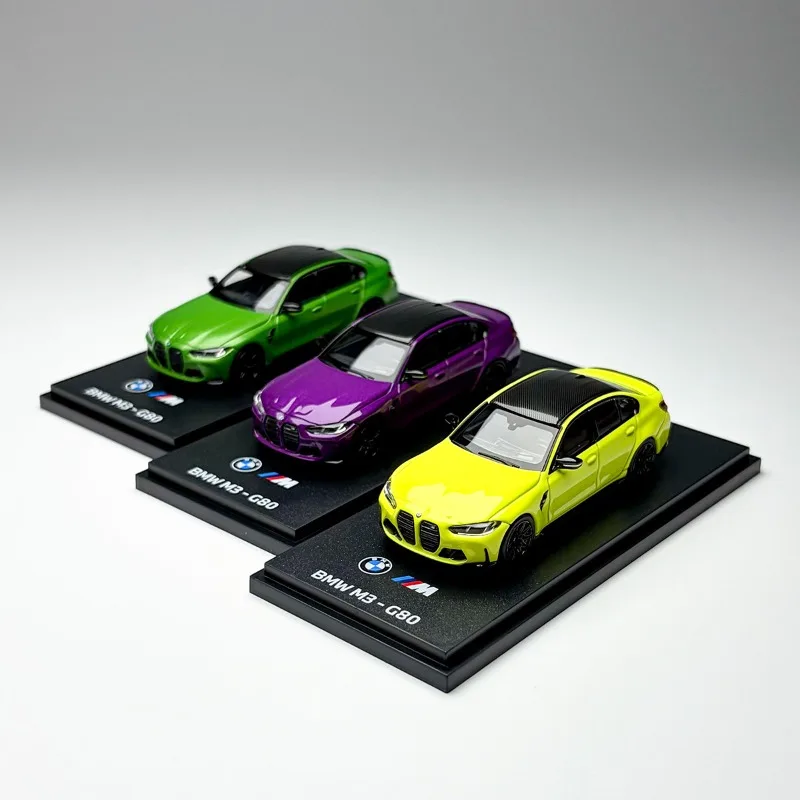In Stock 1: 64 M3 G80 Yellow Green Purple Alloy Car Model Die-Cast Static Car Model Creative Decoration Item Festival Gift