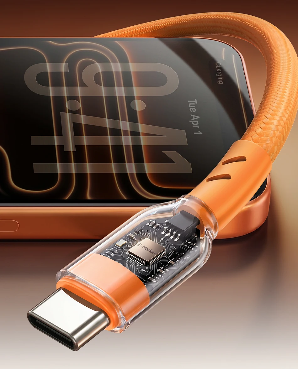 Rocoren 100W Typ-C zu USB Schnellladekabel 100W PD3.0 USB-C Schnelllade-Datenkabel für iPhone, Samsung, Laptop, iPad – Detail 19