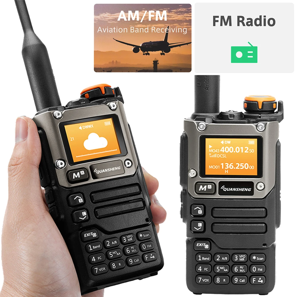 

UV-K6 Walkie Talkie 5W Air Band Two Way Radio Station Aviation NOAA Police Marine Transceiver UHF VHF DTMF FM Frequency CB Radio