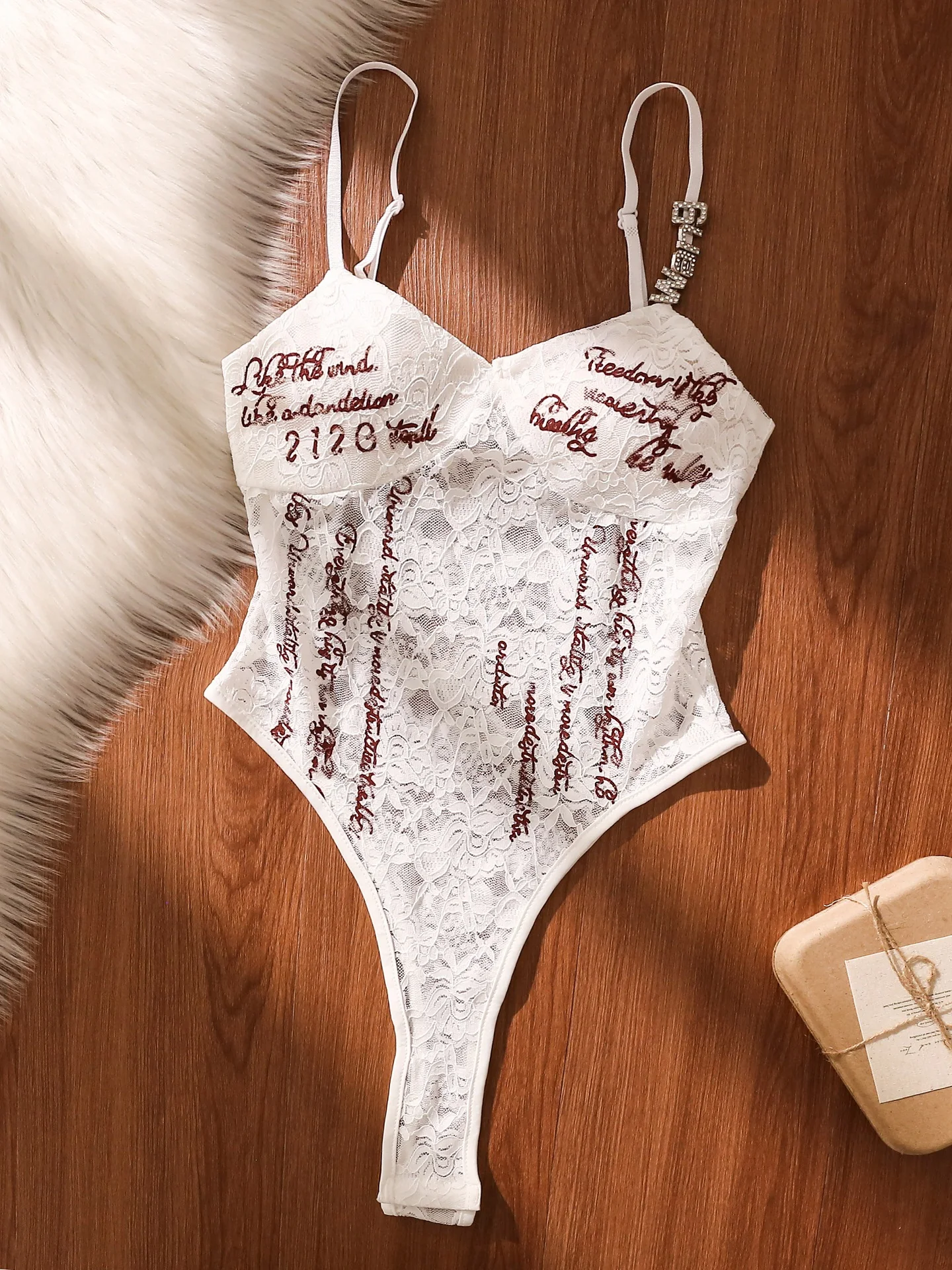 

Ele Lace Letter Print Crop Top Women's Slim Fit Bodysuit High Waist Commute Sle Polyester Fiber ort Pants Online Excl...