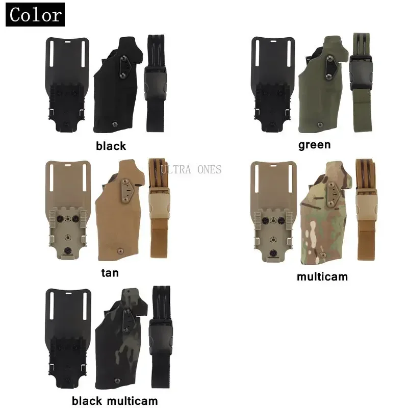 Tactical Gun Holster Hunting Right Hand Belt Holsters Combat Training Thigh Holster for Glock17 Gen4 / 19 with X300 X300U Light