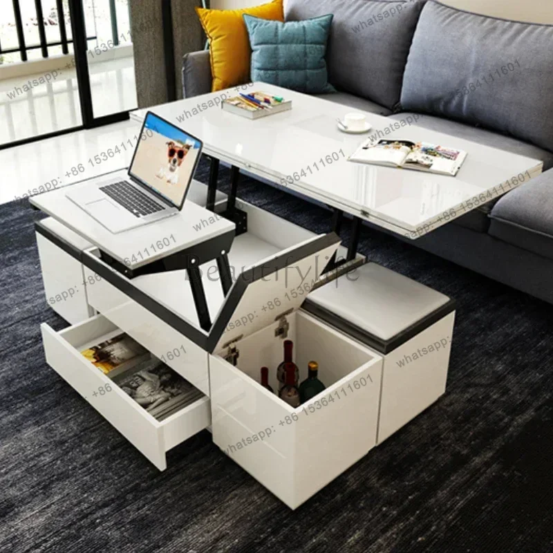 LD Writing Storage Coffee Table Luxury Drawers White Folding Organizer Standing Design Couchtisch Trendy Furniture