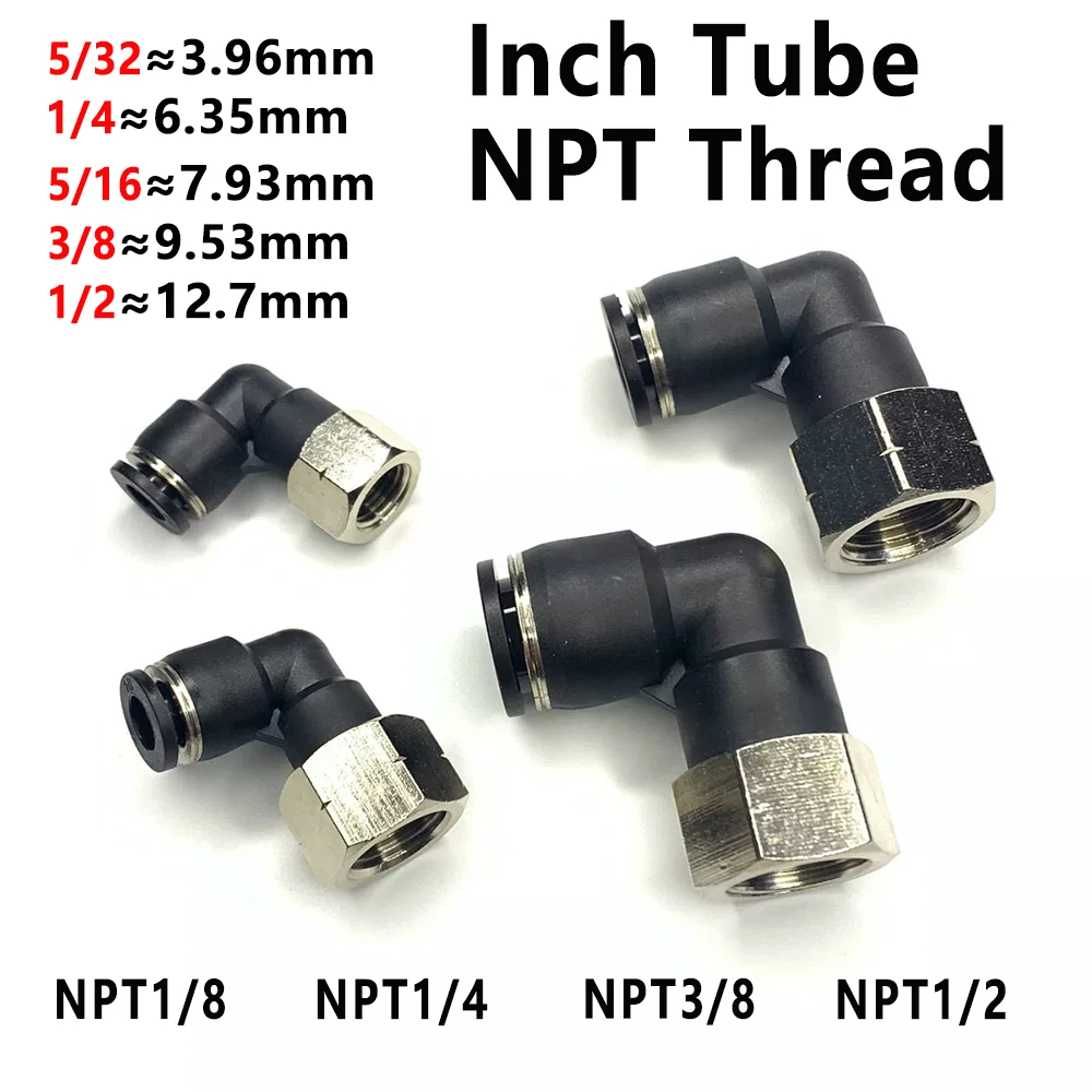 NPT American Made Internal Thread PLF Elbow Pneumatic Quick Connect NPT3/8 PU Hose Air Pipe Inch Pipe 5/32 