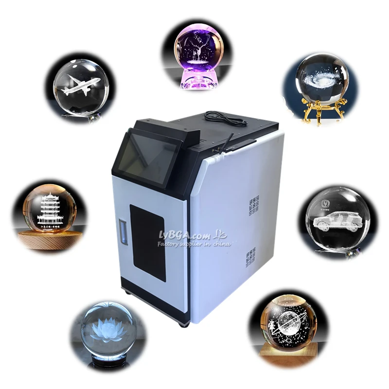 Macchina per incisione laser con sfera di cristallo di vetro LY-A04A Luce verde viola Luce 1W 5W 6W Macchine per fresatura per incisione laser in fibra