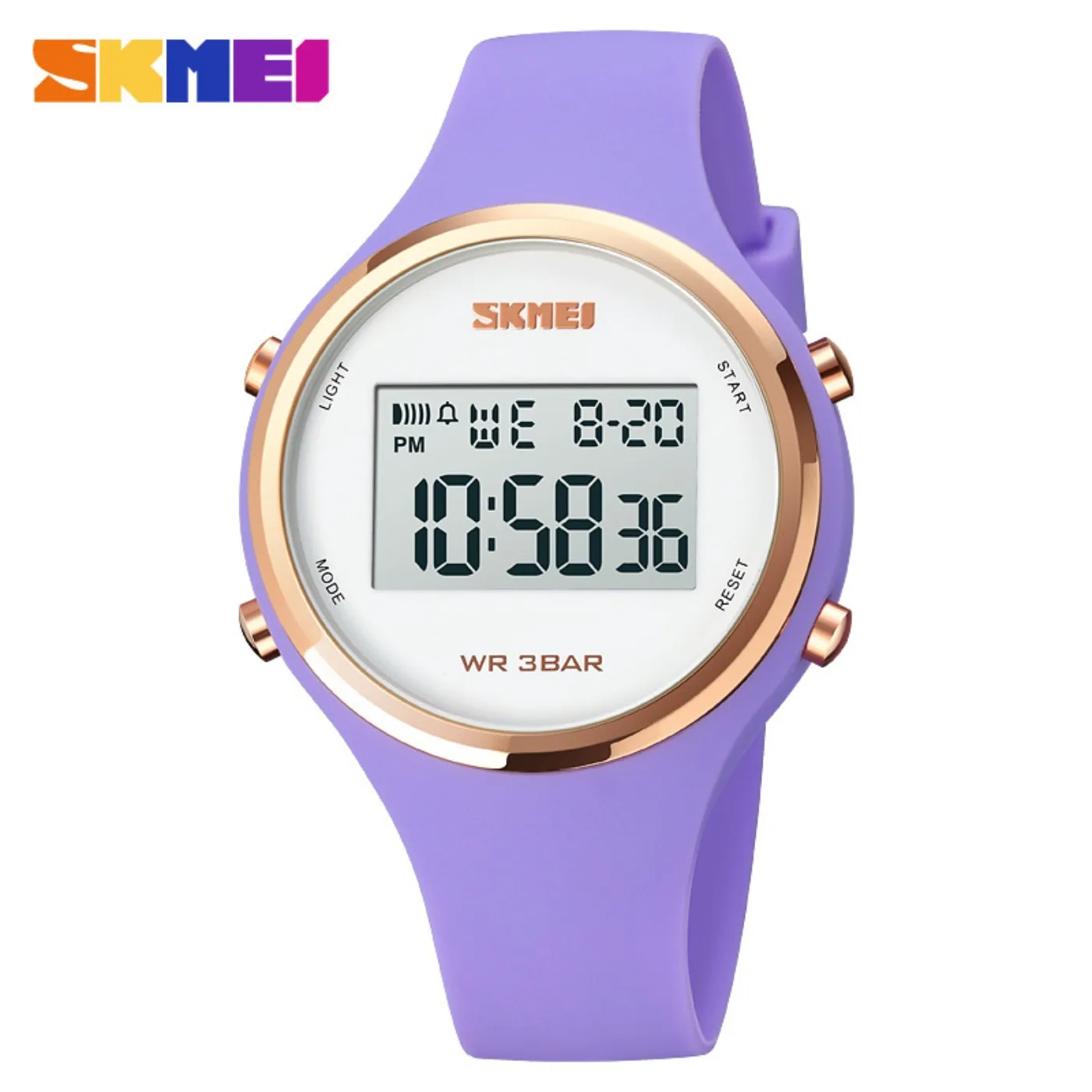 Fashion Trend Sport Electronic Watch Waterproof Matcha Green Men Women Square Student White LED Watch Silicone Strap Alarm Clock