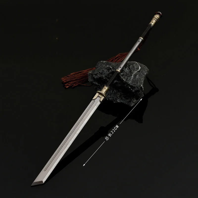 22cm Ancient Famous Bronze Sword Anime Game Peripheral Full Metal Cold Weapon Greatsword Model Collections