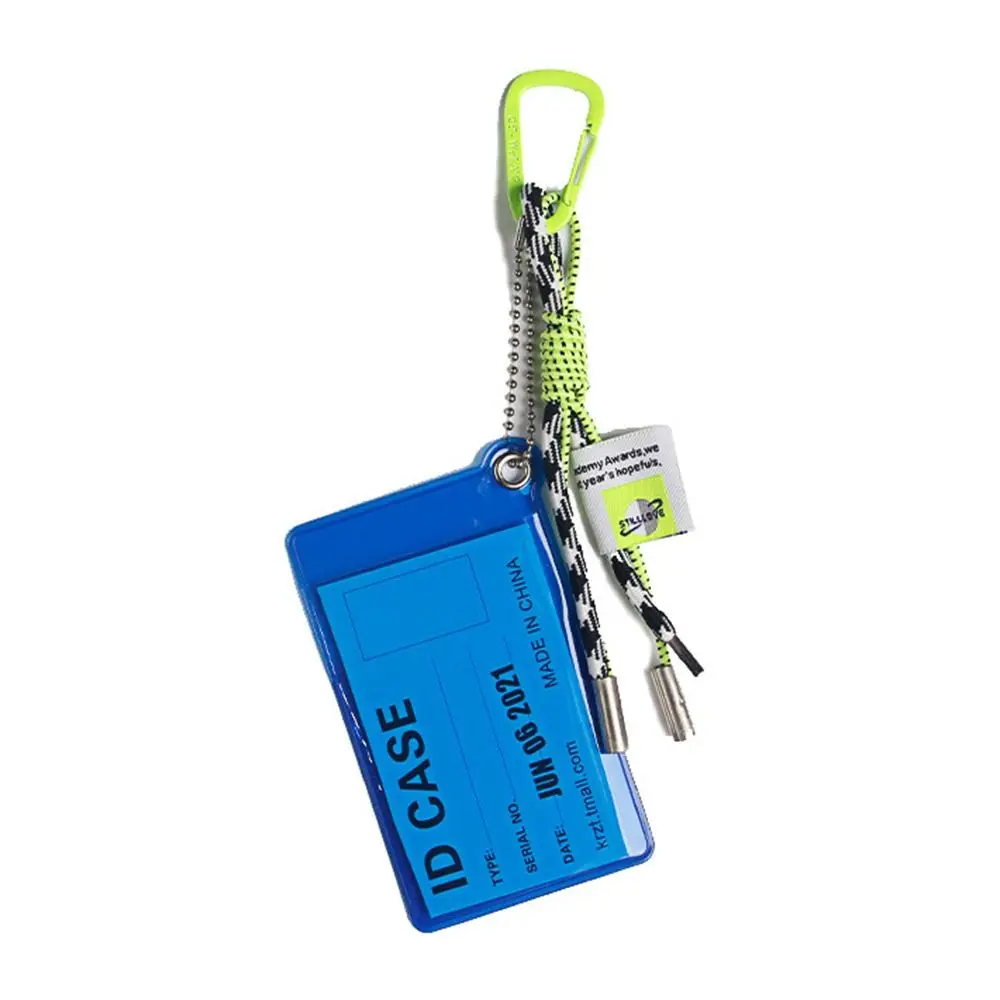 

Fluorescent Color Card Holder Lanyard Transparent PVC Material ID Card Strap Weave Rope Metal Keyring Credential Holder
