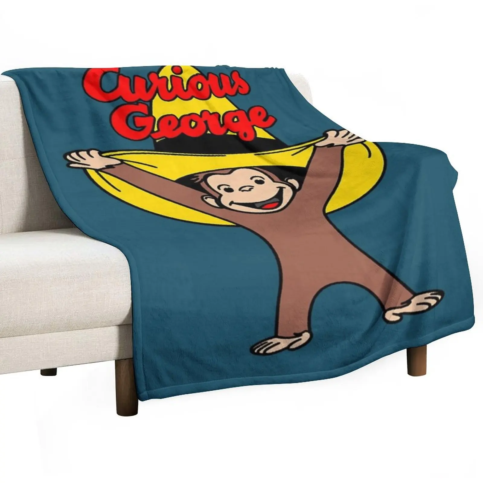 Curious George In The Yellow Hat Throw Blanket Flannel Giant Sofa Blankets For Baby Blankets