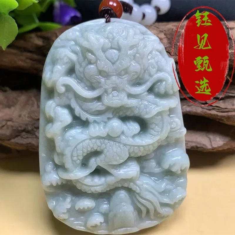 Natural Myanmar Jade Double sided  Dragon Jade Pendant Jewelry Lucky Exorcise Evil Spirits Amulet Pendant Fine  Jewelry