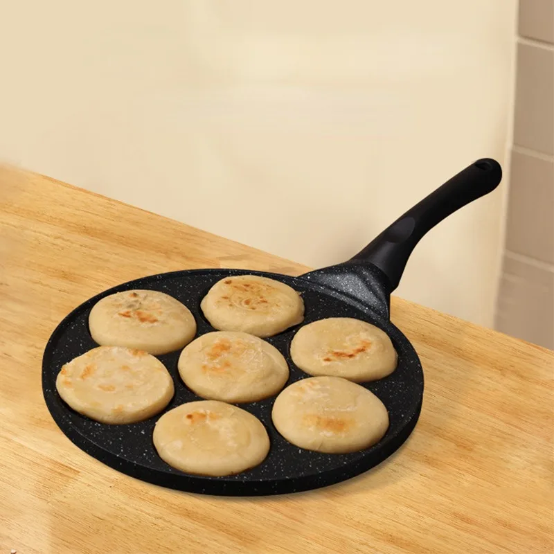 

Flat Bottom Frying Pan with Seven Holes Cartoon Shaped Breakfast Non-stick Pan Set for Frying and Grilling