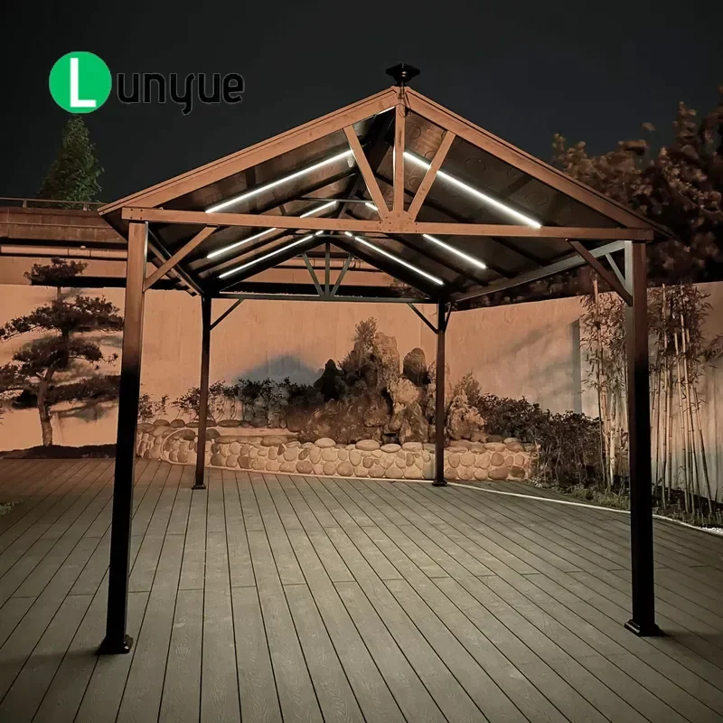 Solar LED Light Strip 300x400cm Free Power Hardtop Outdoor Canopy Terrace Garage Pergola Pavilion Lighting Waterproof Energy