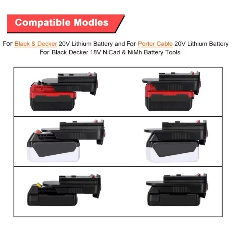 Battery Adapter Converter for Black & Decker 20V Lithium Battery Convert to for Black Decker 18V NiCad & NiMh Battery Power Tool