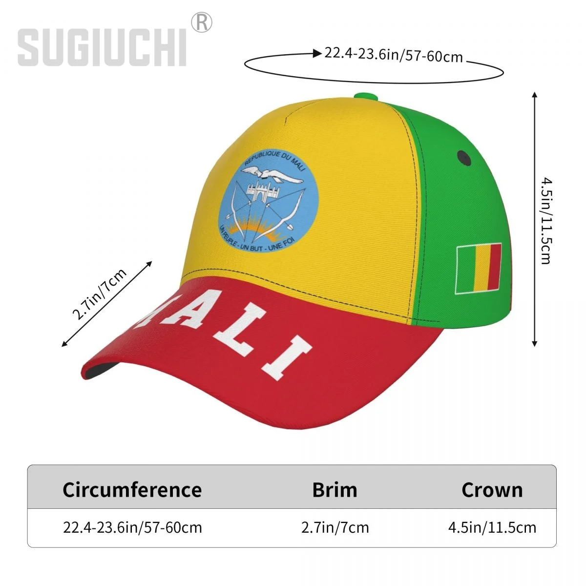 Unisex Mali vlag Malinese volwassen Baseball Cap patriottische hoed voor honkbal voetbalfans mannen vrouwen